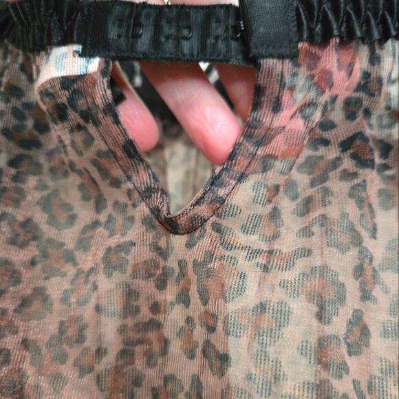 EC FREDRICKS OF HOLLYWOOD SHEER  LACE AND ANIMAL PRINT BABYDOLL NIGHTIE SLIP SZL - Picture 6 of 7